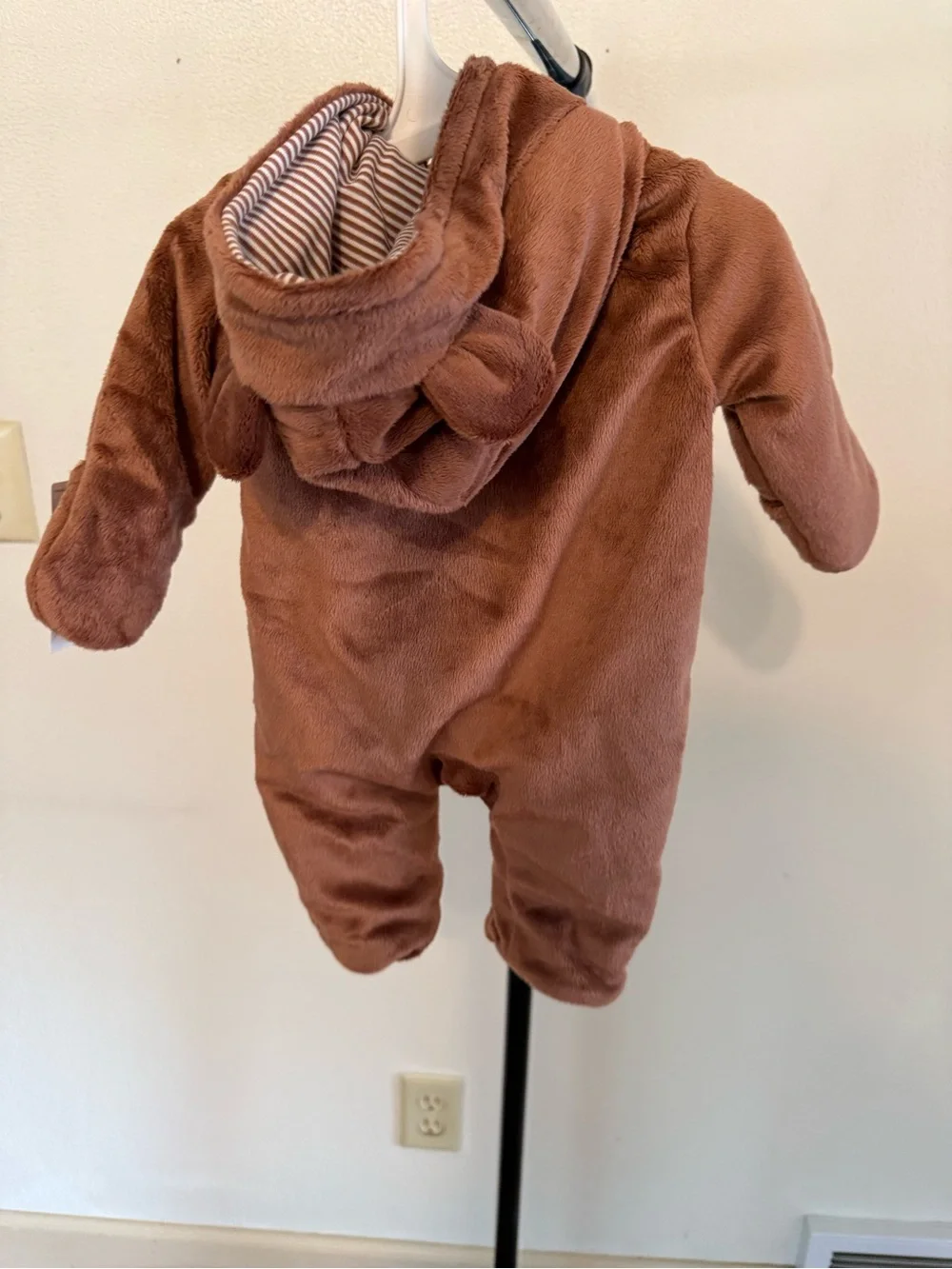 Carter's Brown Plush Hooded Footed Baby One-Piece